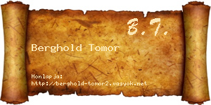 Berghold Tomor névjegykártya